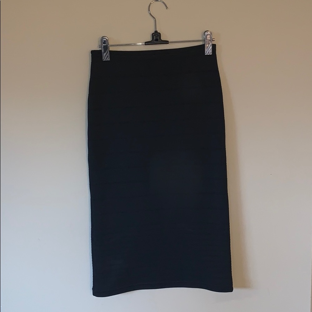 Black ribbed fitted midi skirt Topshop US4